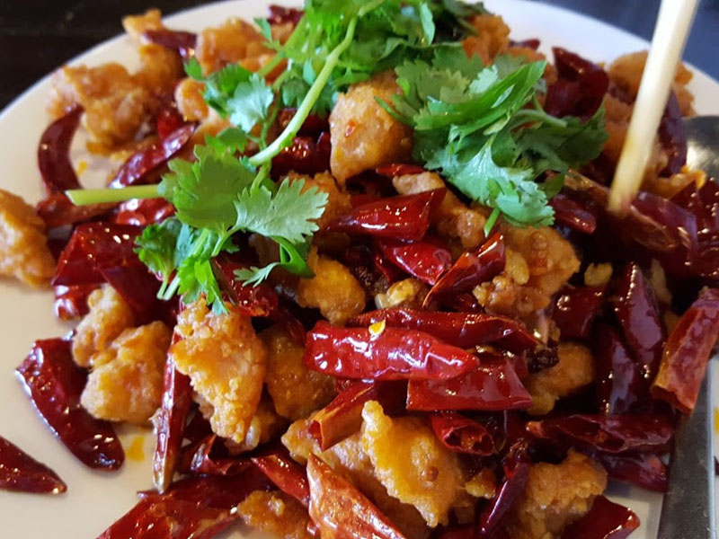 Crispy chicken with Sichuan chili peppers at Bamboo, a Chinese Restaurant in Norristown