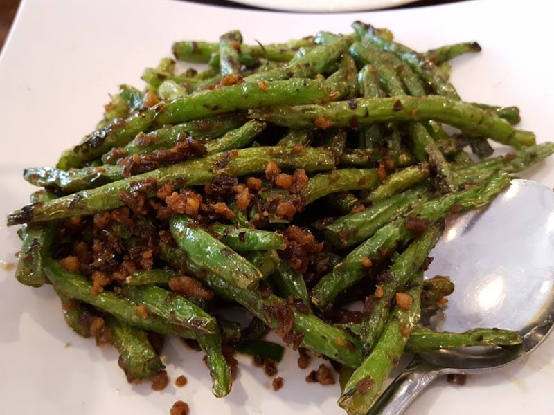Crispy green beans with fragrant pork crumbles at Bamboo, a Chinese Restaurant in Norristown