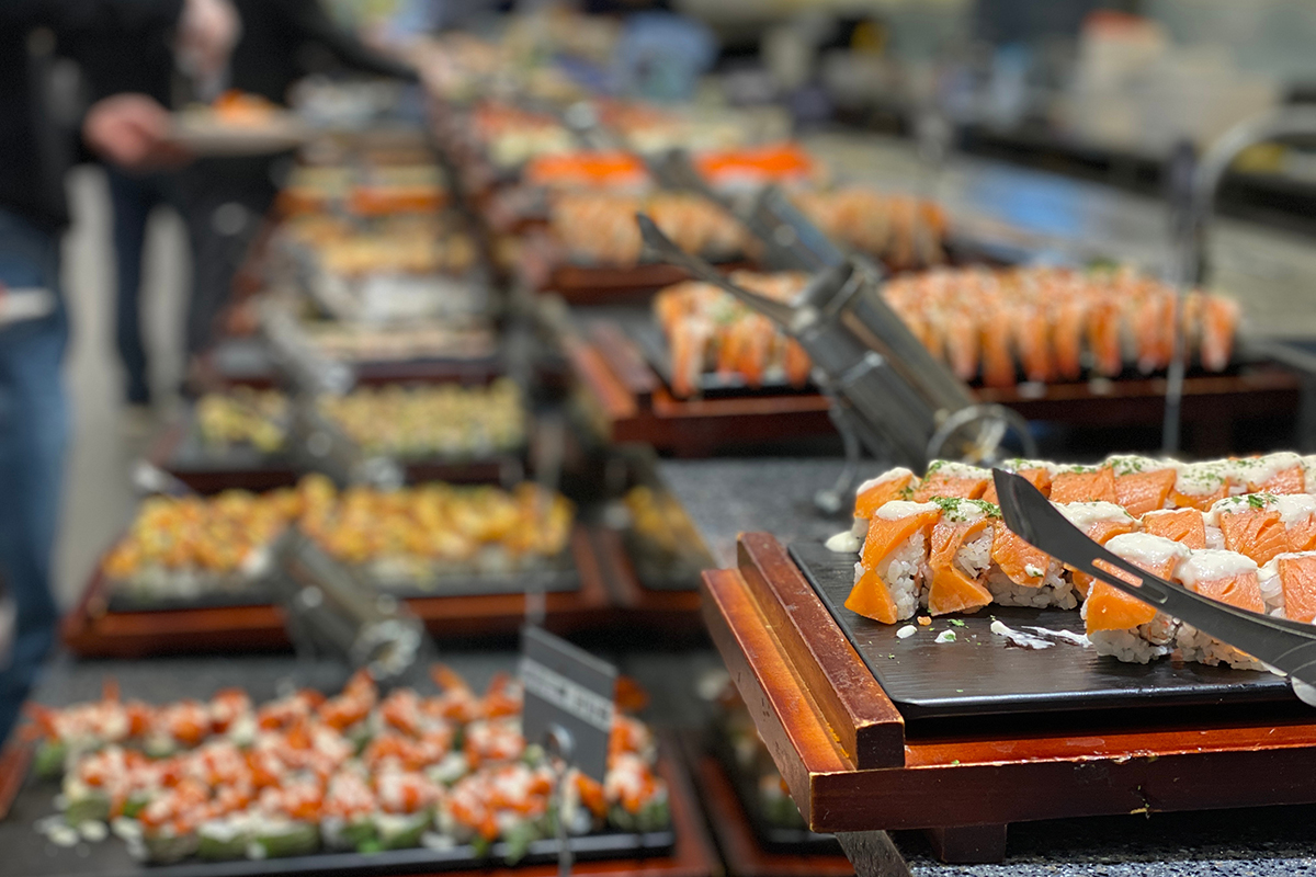 Sushi Display at Bamboo Garden Buffet，a Chinese and Japanese Buffet Restaurant in Dayton