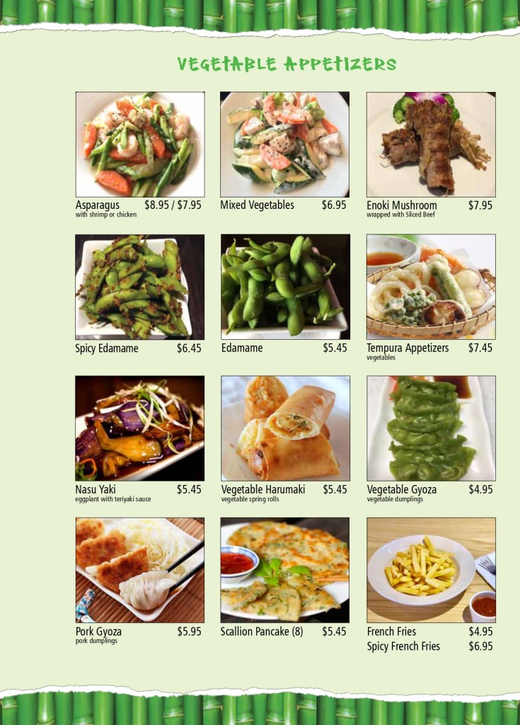 Dine In Menu BamBoo Ya Japanese Restaurant &Bar