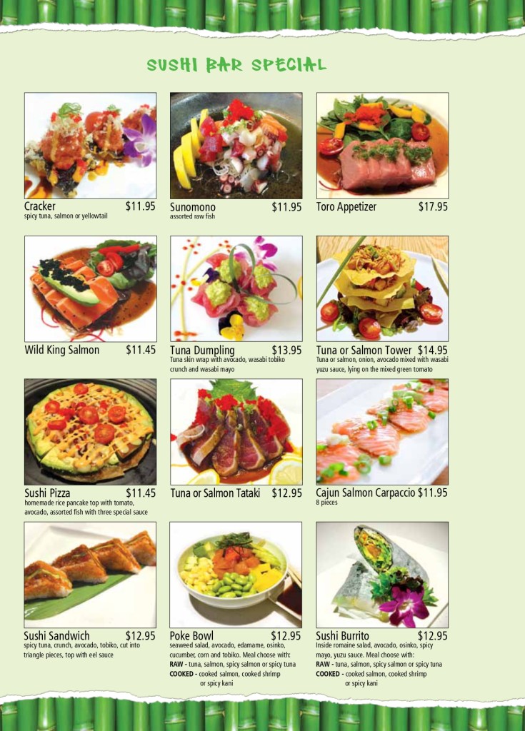 Dine In Menu BamBoo Ya Japanese Restaurant &Bar