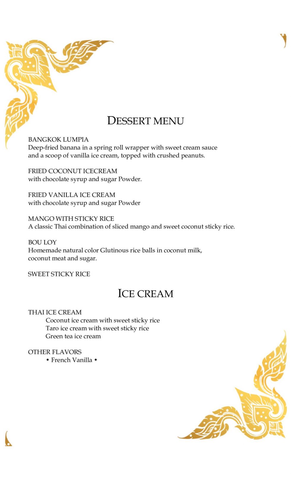 Dessert Bangkok House Authentic Thai