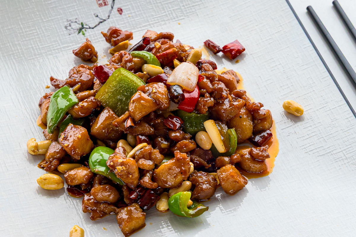 Kung Pao chicken with peanuts, peppers and dried chilies at Baobao Asian Eatery, an Asian Restaurant in Ann Arbor