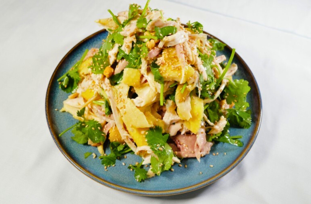 Shredded chicken salad with pineapple, cilantro, and sesame seeds, fresh and refreshing at Bao Kee Restaurant, a Chinese Restaurant in Hacienda Heights