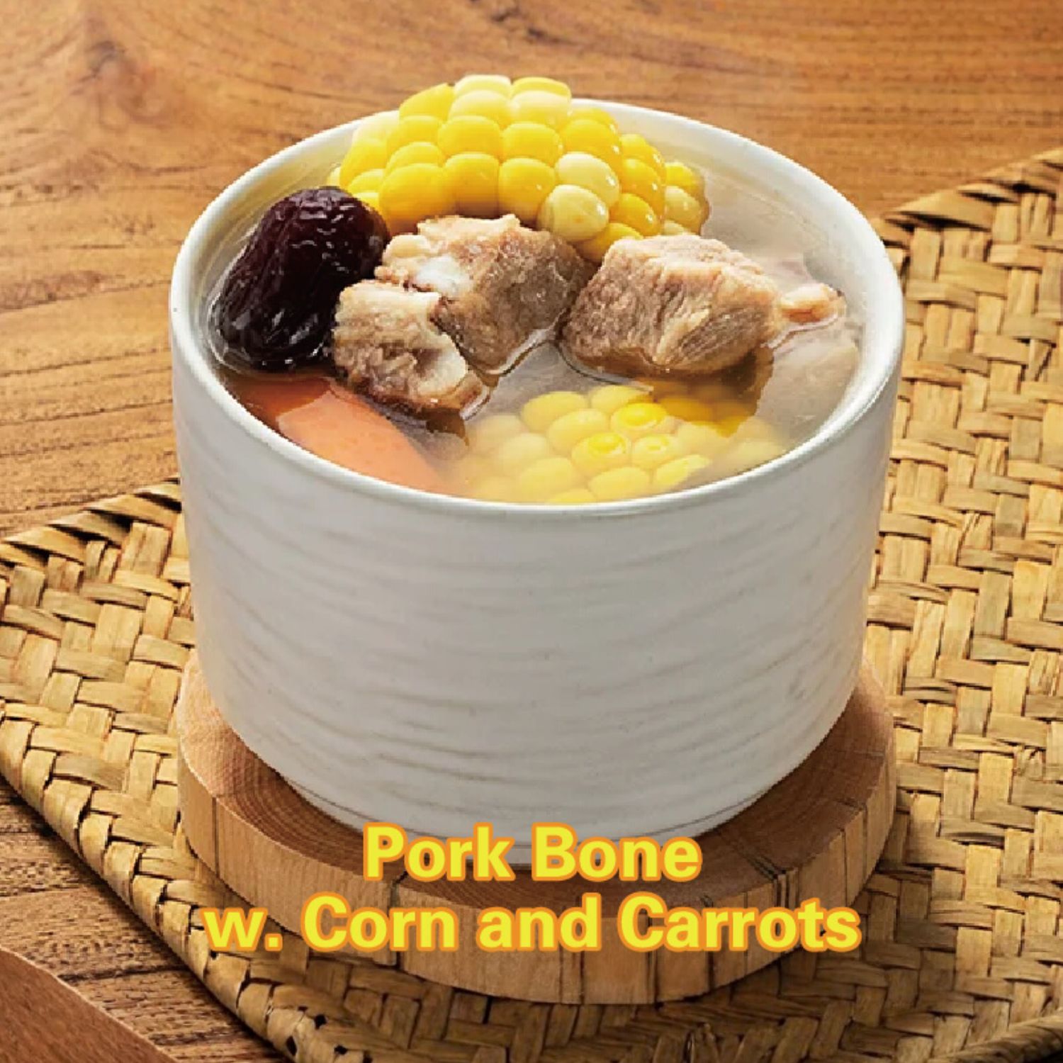 Nourishing pork bone soup with corn, carrots and jujube at Bao Noodle House, a Chinese Restaurant in New York