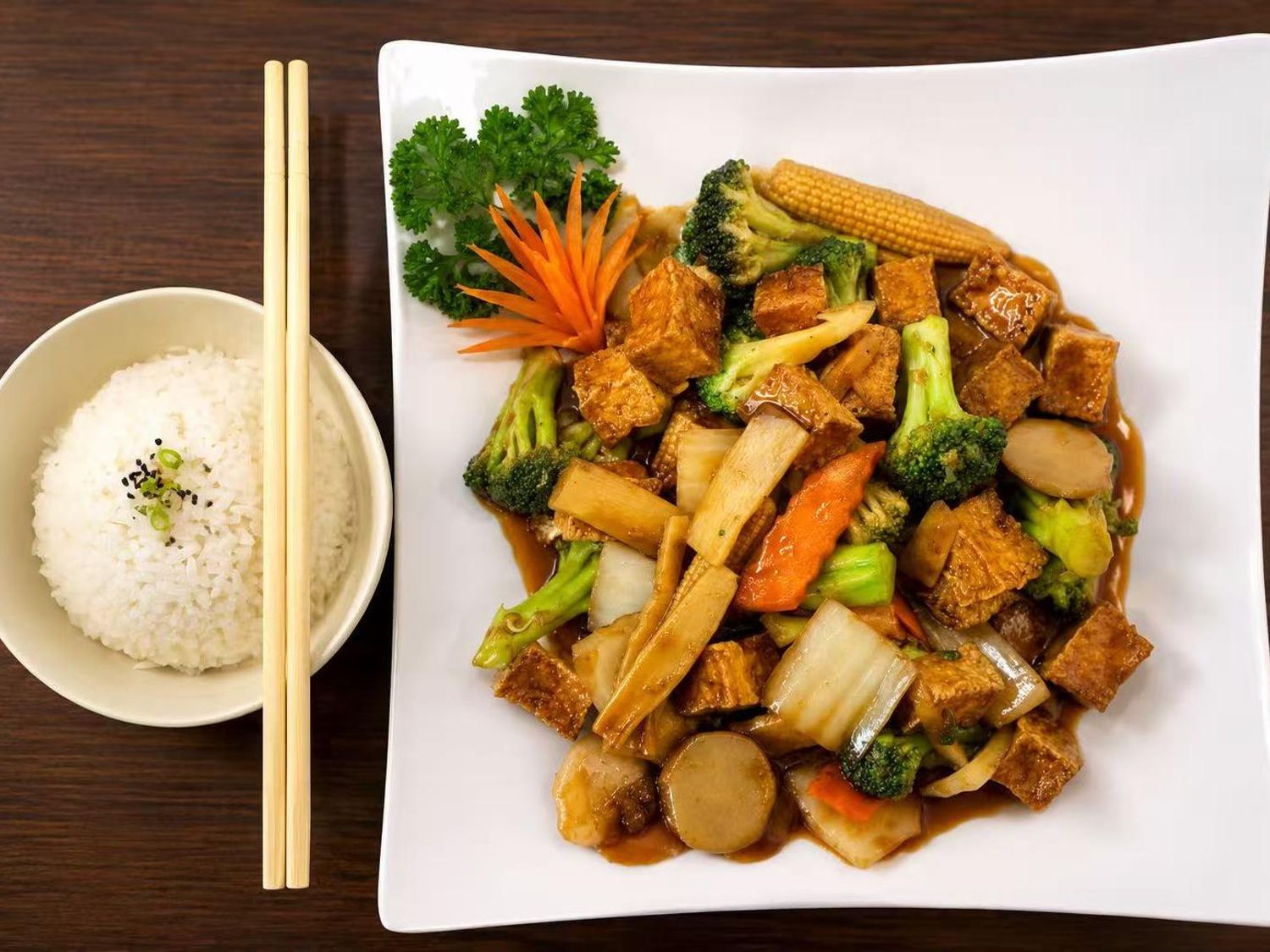 Tofu with Mixed Vegetables at Bento Teppanyaki, Asian Restaurant in Austin