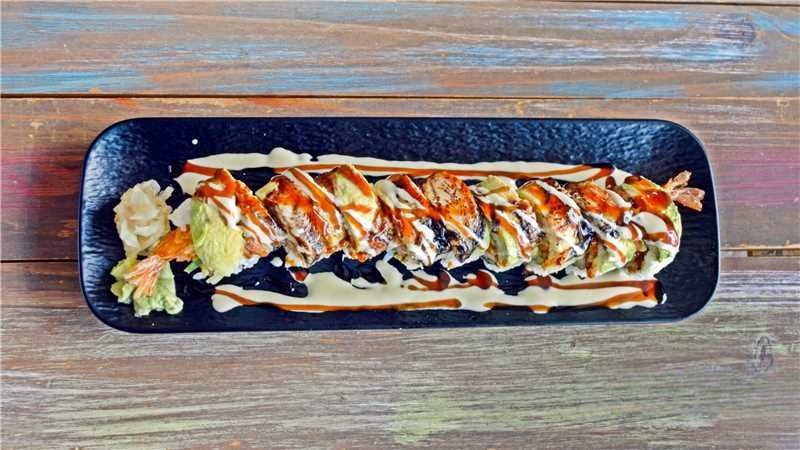 Gourmet Sushi Creation - Elaborate roll with avocado, eel & drizzled sauce at Bestea & Sushi, a Japanese restaurant in Oviedo
