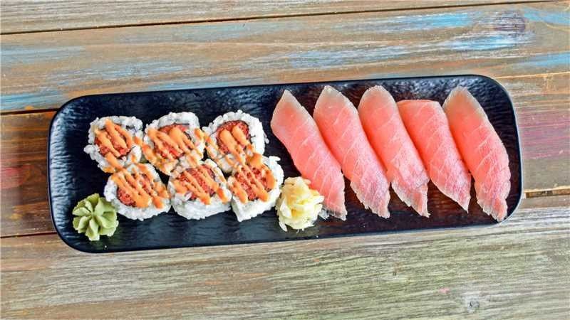Tuna - Centric Sushi Plate - Tuna sashimi & spicy tuna rolls, plus traditional sides at Bestea & Sushi, a Japanese restaurant in Oviedo