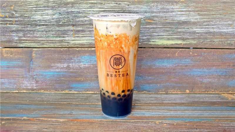 Brown Sugar Boba Tea - Layered tea with chewy boba, sweet and indulgent at Bestea & Sushi, a Japanese restaurant in Oviedo