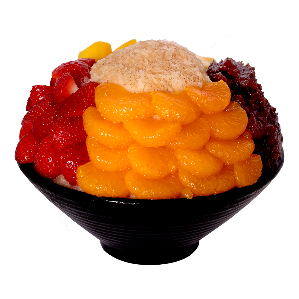 Mango Strawberry Red bean Orange Bingsu at Bingsu Bingsu，a Dessert Shop in Arcadia