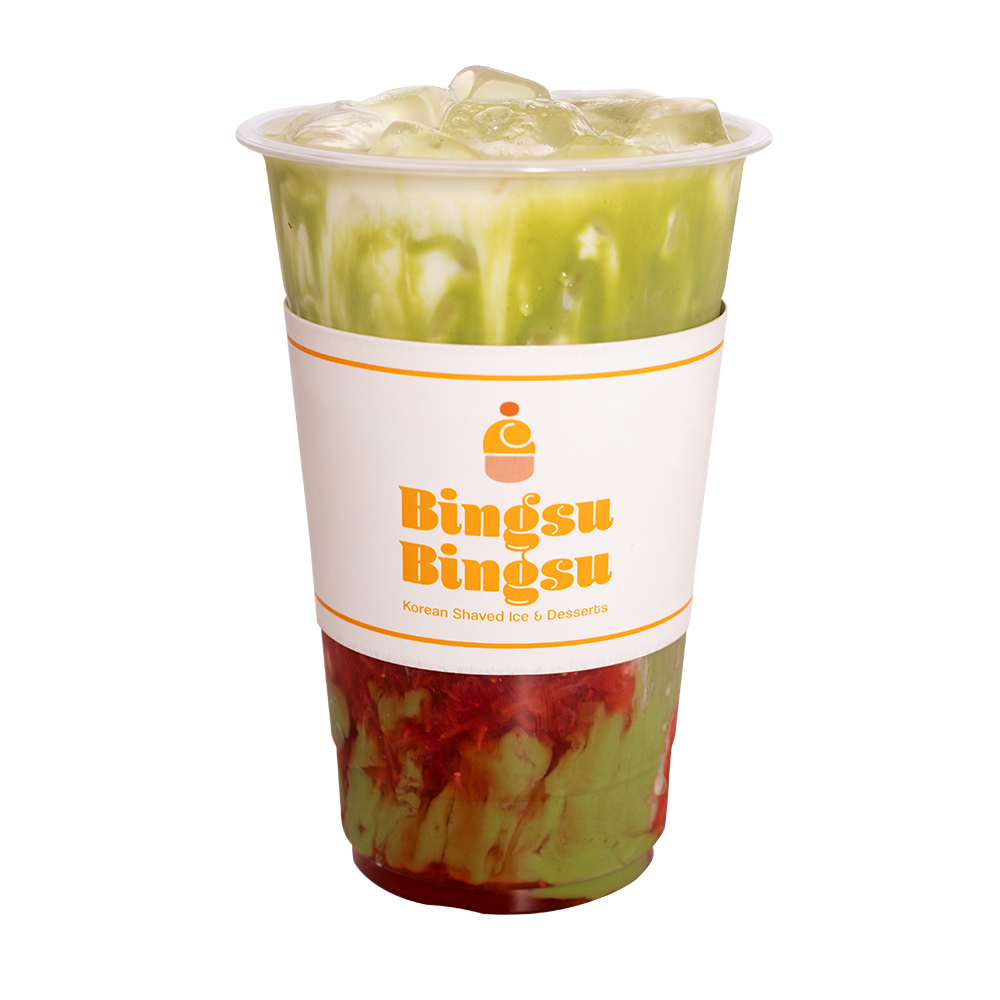Strawberry Matcha Latte at Bingsu Bingsu，a Dessert Shop in Arcadia