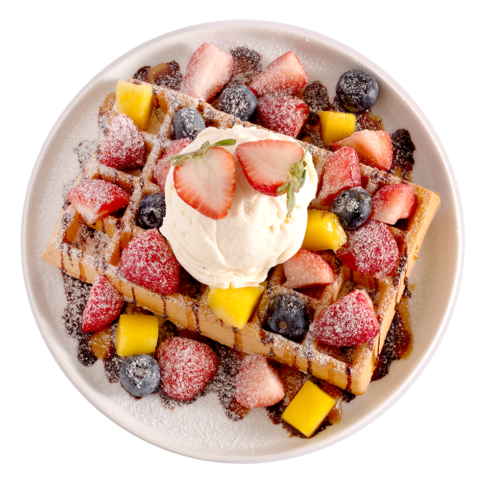 Strawberry Blueberry Mango Waffle at Bingsu Bingsu，a Dessert Shop in Arcadia