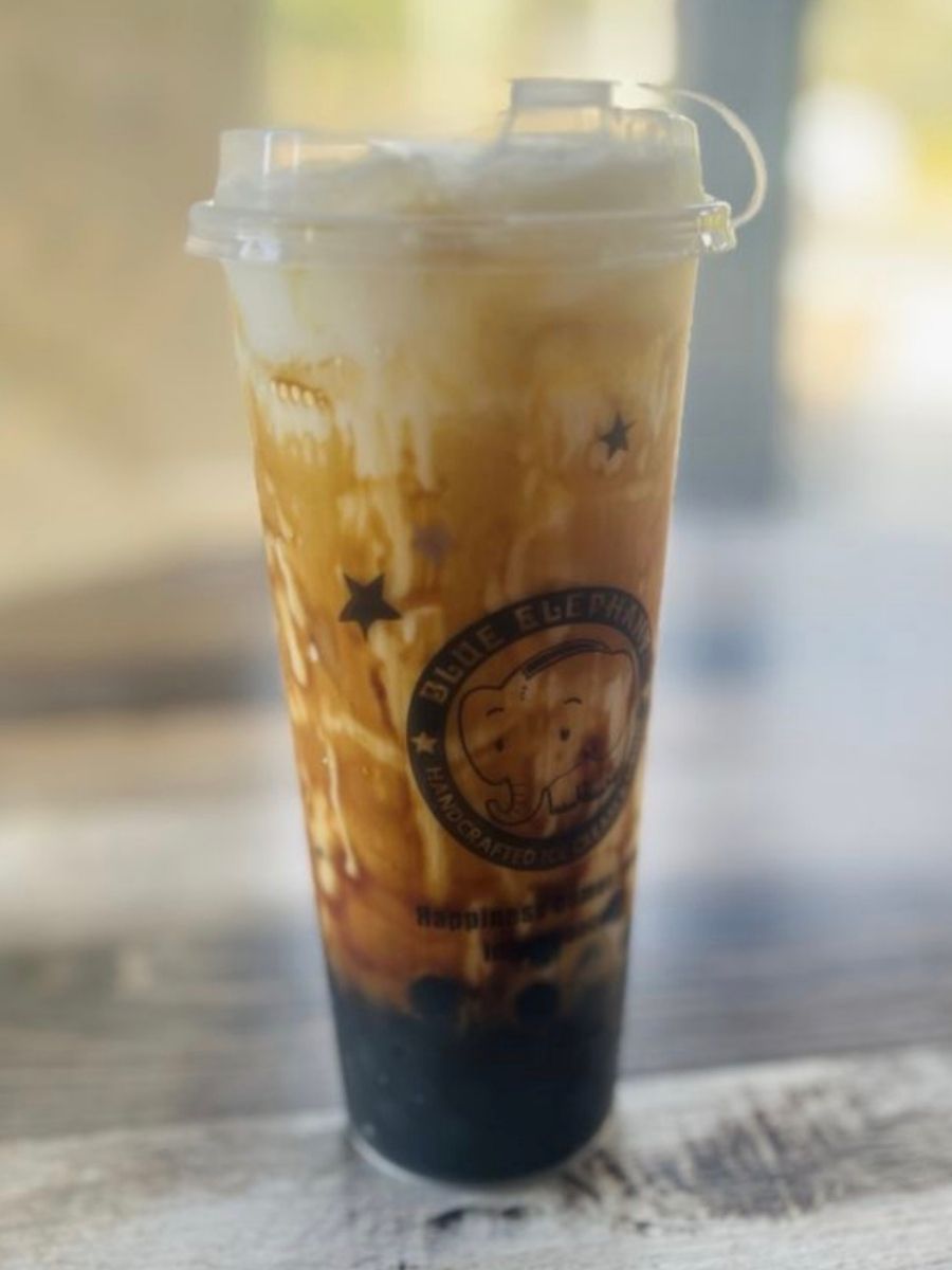 Brown sugar boba milk tea with creamy texture at Blue Elephant Thai Ice Cream and Drink, a Ice cream shop in Murrieta