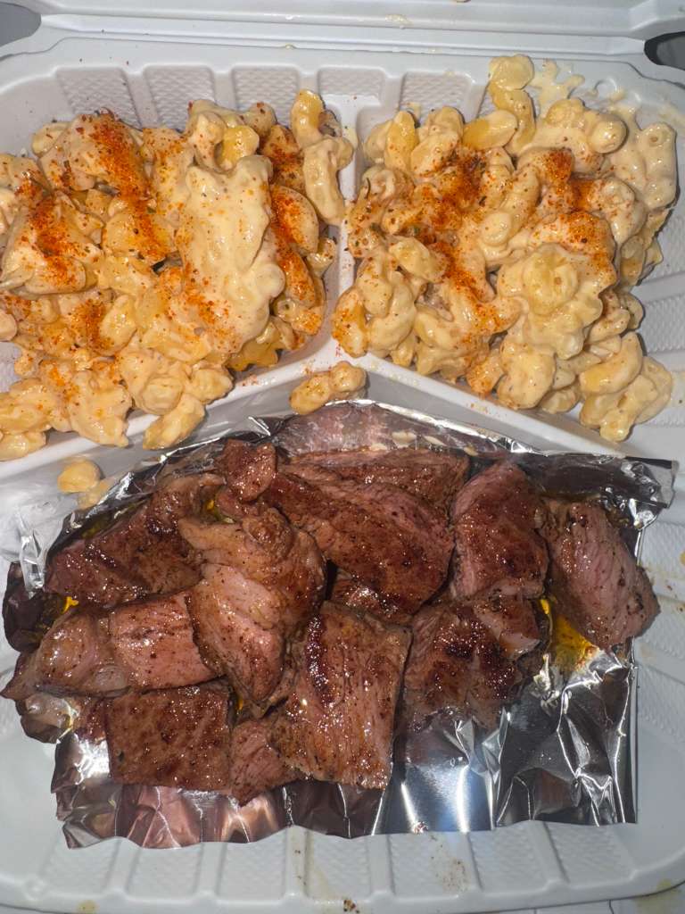 Cajun Steak and Mac & Cheese at Bourbon Street Sweet & Savory, Asian Fusion Restaurant in Yucaipa