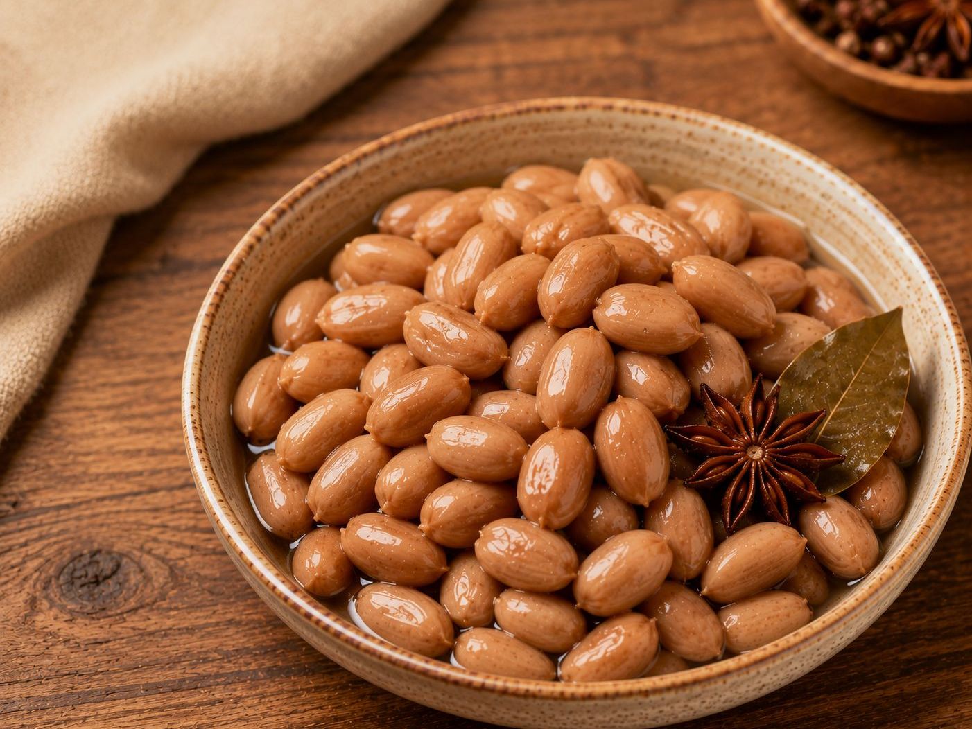 Spiced boiled peanuts simmered with bay leaf and star anise at Braised Canaan, a Chinese Restaurant in Flushing