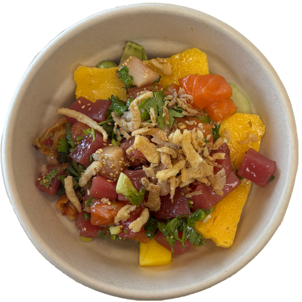Poke-CO-2016-Bowl-Poke-Bowl-Restaurant-Tuna-Salmon-Poke-Bowl-with-Tamagoyaki-Bristol Tuna and salmon poke bowl with tamagoyaki at Poke CO 2016 Bowl Poke Bowl Restaurant in Bristol