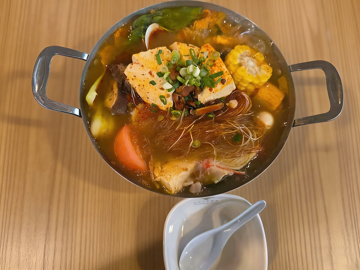 Spicy hot pot with glass noodles, tofu and vegetables at Bull King Steak House，a Asian Fusion Steakhouse in Glendale
