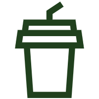 Line drawing icon of bubble tea cup with straw