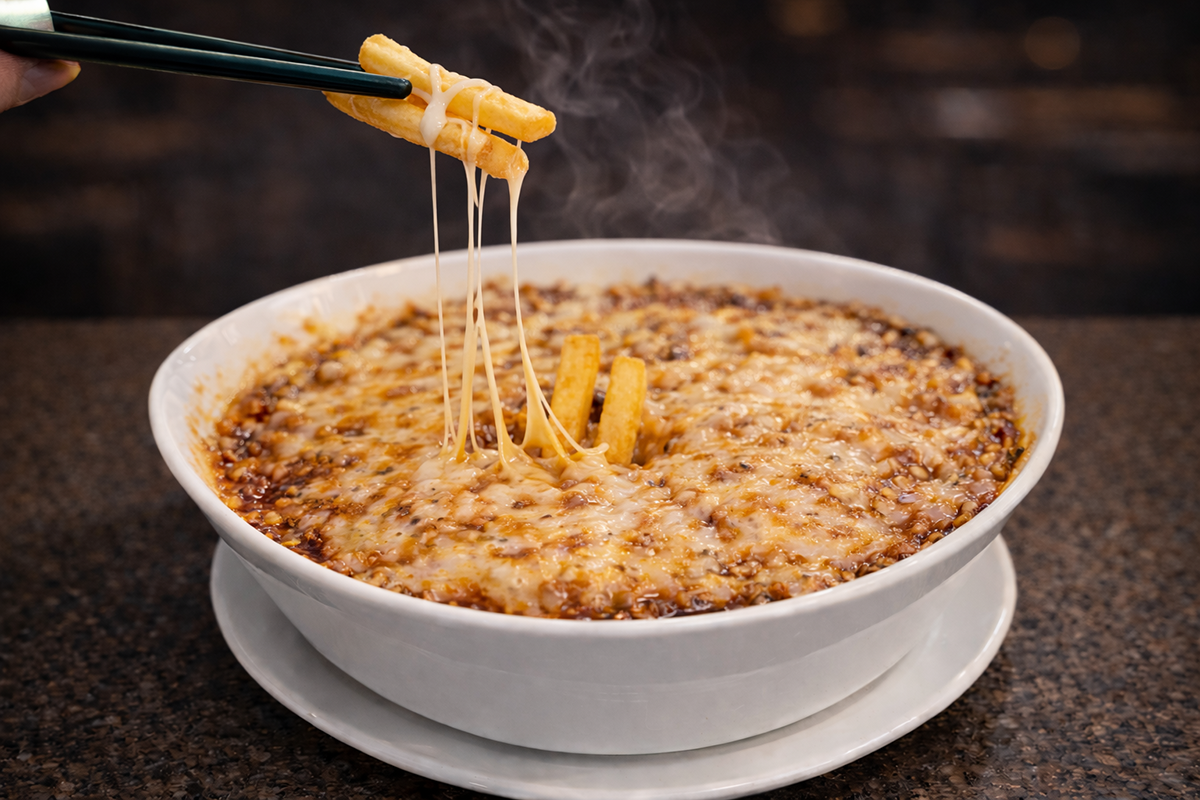 Cheesy Mala Fries at Cafe Spot，a Coffee & Light Meal Cafe in Temple City