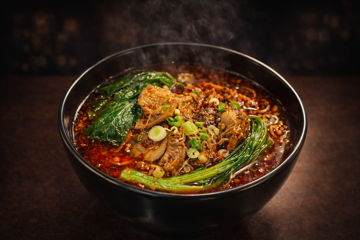 Sichuan Spicy Beef Noodle Soup at Cafe Spot，a Coffee & Light Meal Cafe in Temple City