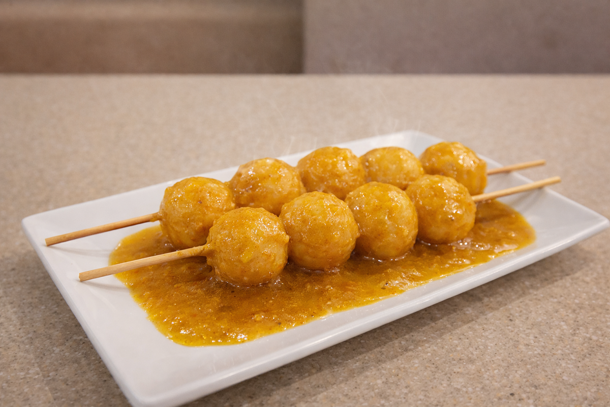 Curry fish ball skewers at Cafe Spot，a Coffee & Light Meal Cafe in Temple City
