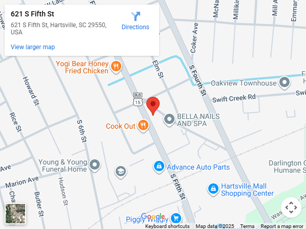 Location, 621 South Fifth St, Hartsville, SC 29550