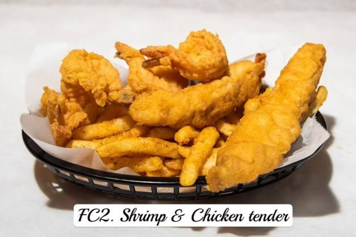 Fried shrimp, chicken tenders and fries at Cajun Express, a Seafood Restaurant in St Paul
