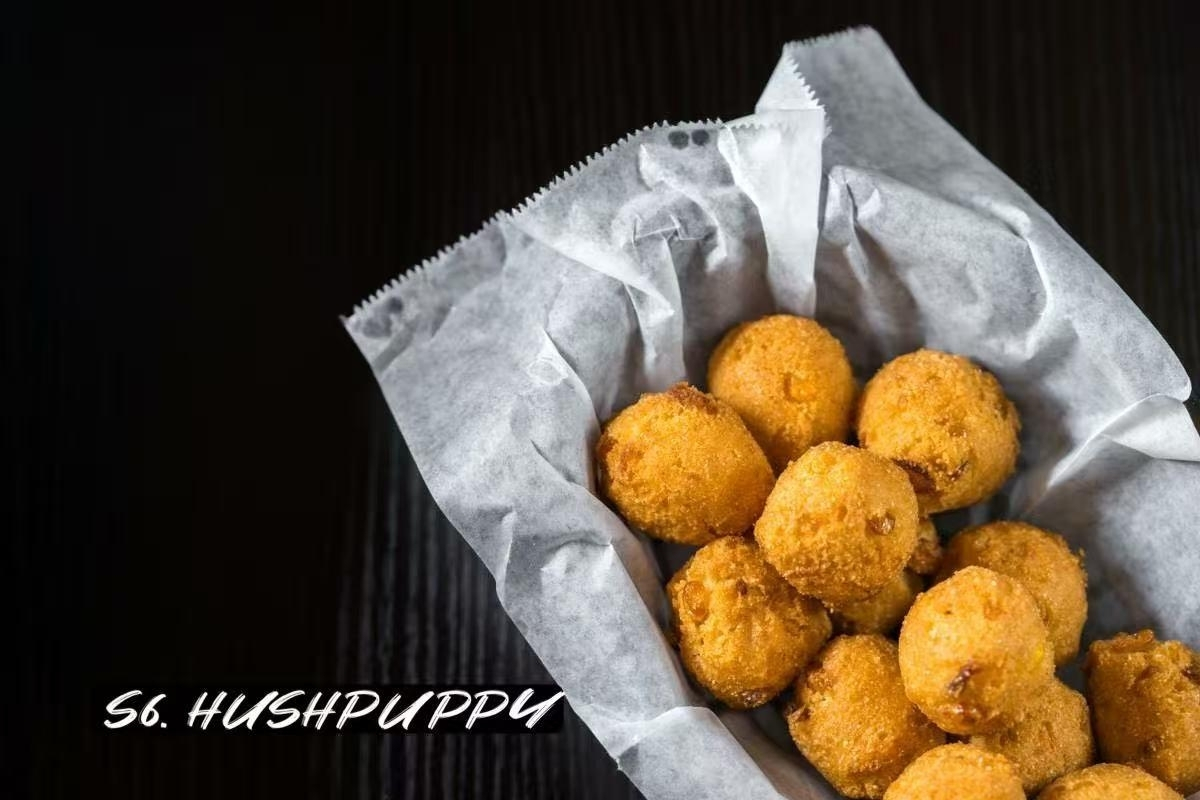 Golden fried hushpuppy fritters at Cajun Express, a Seafood Restaurant in St Paul
