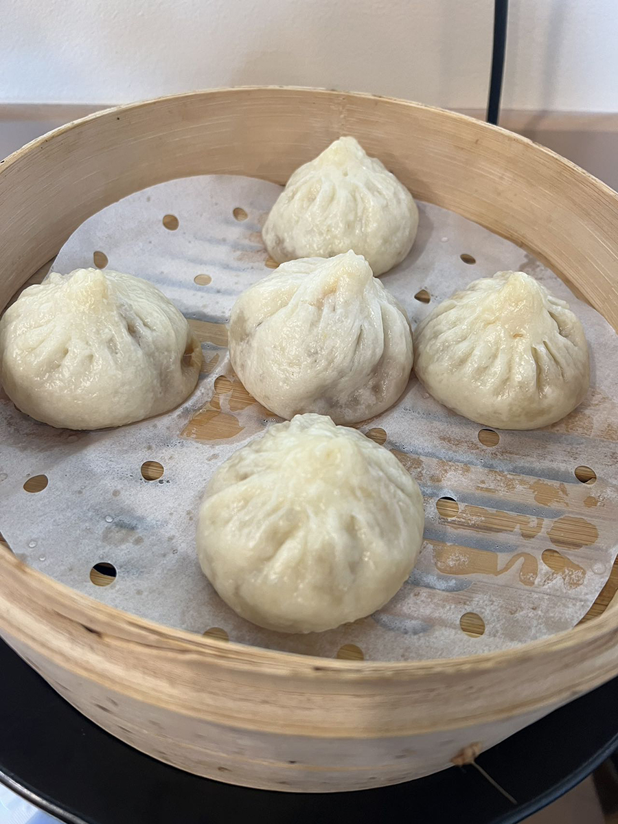 CA-Noodle-Chinese-Restaurant-Steamed-Buns-Pleasanton Steamed Buns in a bamboo steamer, soft and fluffy at CA Noodle, a Chinese Restaurant in Pleasanton