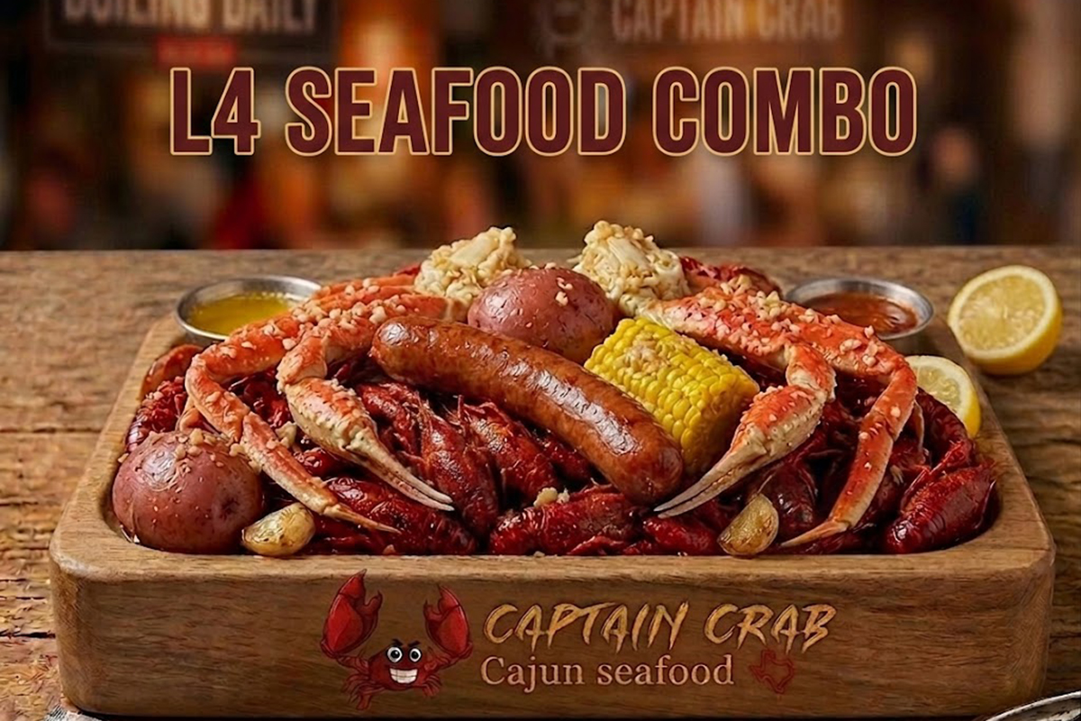 L4 seafood combo platter with crab and sausage at Captain Crab, a Cajun Seafood Restaurant in New Caney