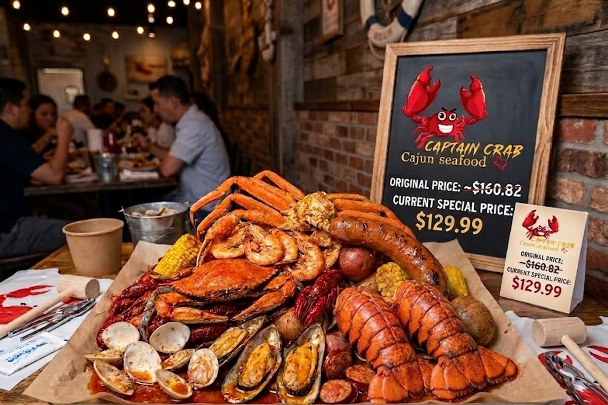 Ultimate Cajun seafood boil platter at Captain Crab, a Cajun Seafood Restaurant in New Caney