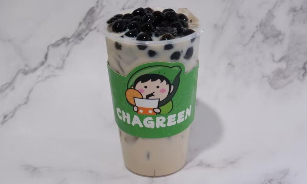Classic milk tea with boba at Chagreen tea, a Bubble tea store in Wantagh.