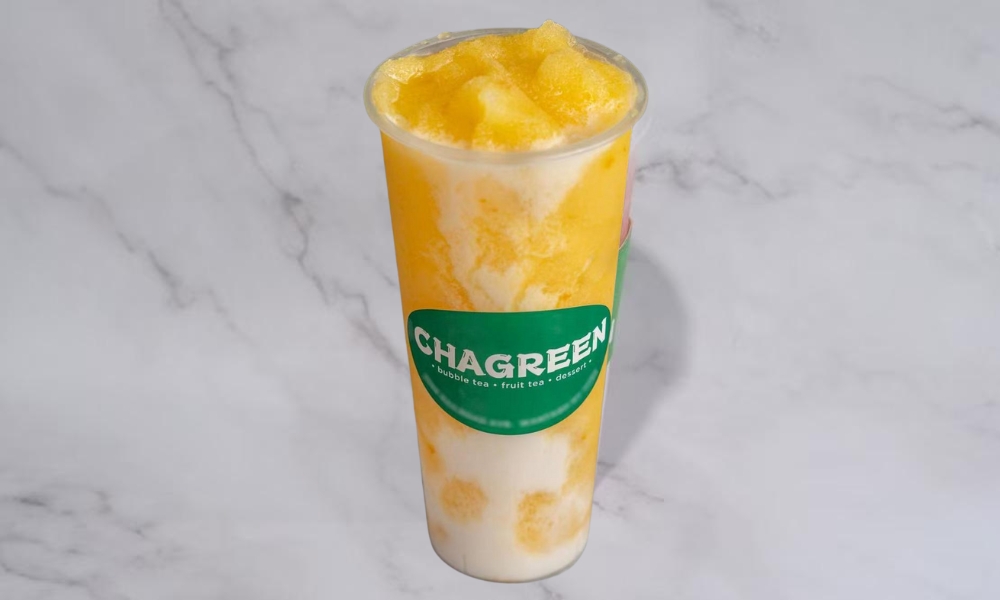 Creamy mango and coconut milk smoothie at Chagreen tea, a Bubble tea store in Wantagh.