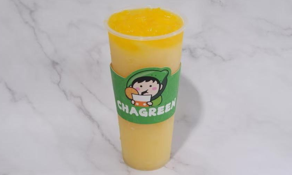 Creamy mango smoothie at Chagreen tea, a Bubble tea store in Wantagh.