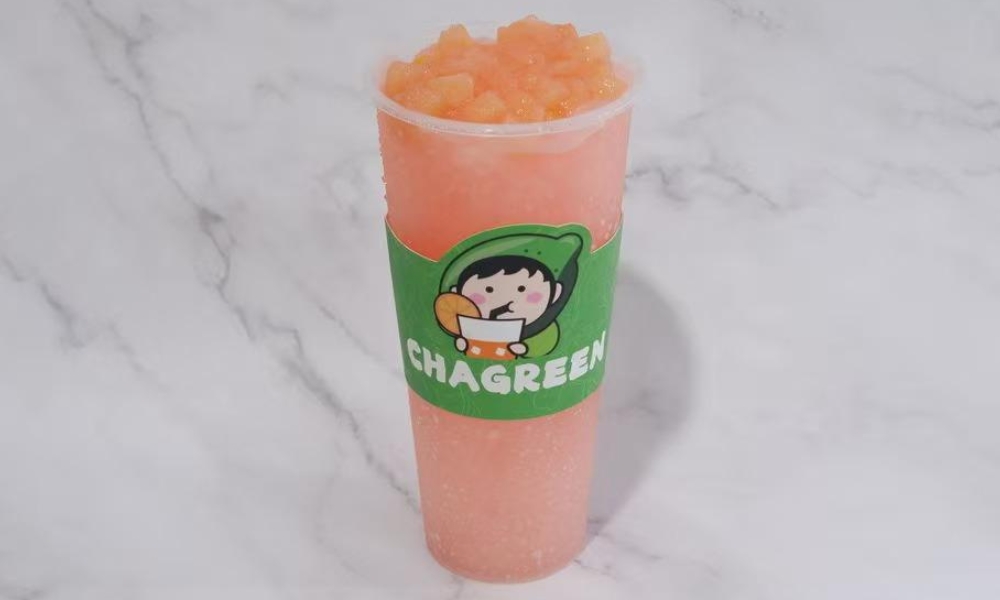 Creamy peach smoothie at Chagreen tea, a Bubble tea store in Wantagh.