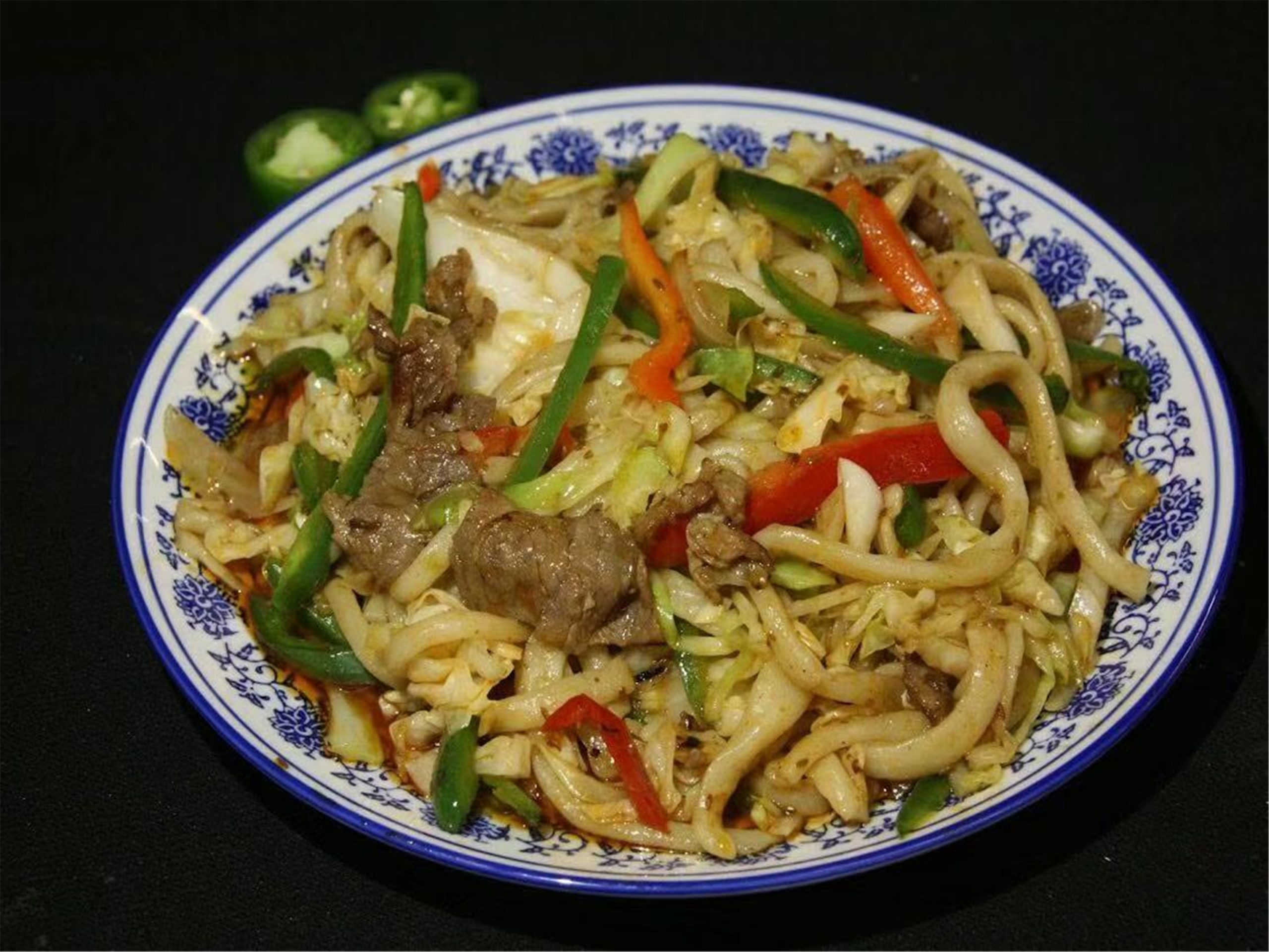 Spicy Beef Fried Noodles at Changan Kitchen, Chinese Noodle Restaurant in California