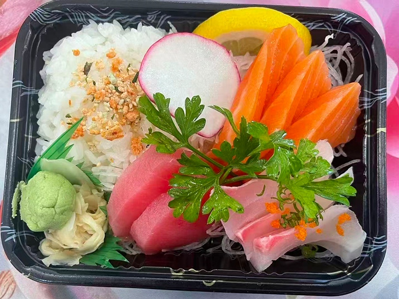 Salmon & tuna sashimi rice bowl at Chang One Sushi, a Japanese Restaurant in Glendora