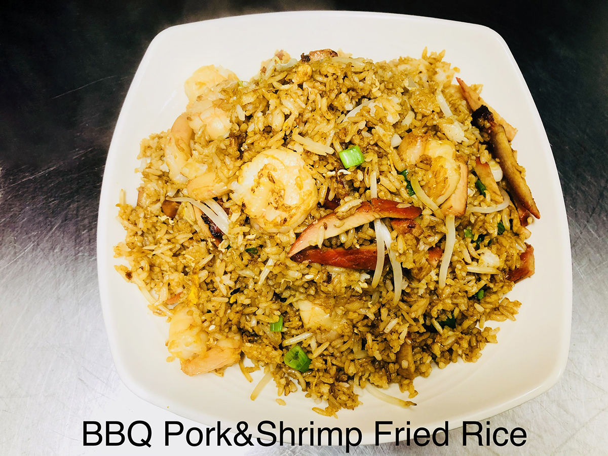 BBQ Pork & Shrimp Fried Rice at Chan's Restaurant，a Chinese Restaurant in Brookings