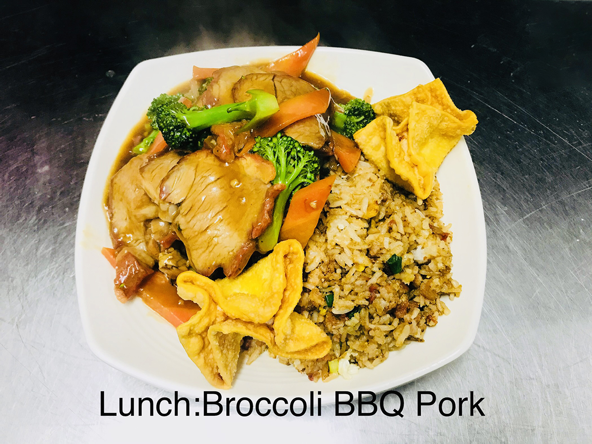 Broccoli BBQ Pork at Chan's Restaurant，a Chinese Restaurant in Brookings