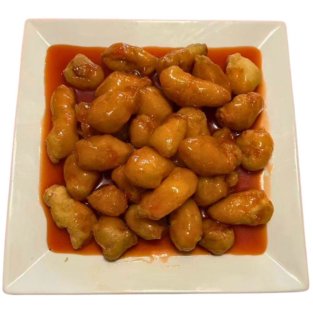 Chen’s-Family-Dish-Six-Wok-&-Bar-Chinese-Restaurant-Sweet-and-Sour-Chicken-Salem Crispy sweet and sour chicken at Chen's Family Dish Six Wok & Bar, a Chinese Restaurant in Salem