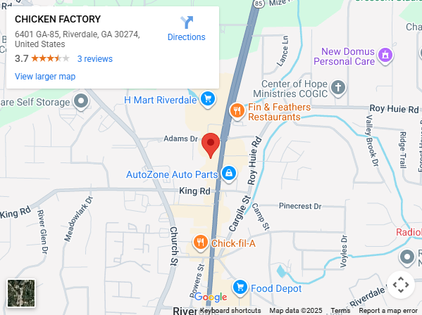 Location, 6401 GA-85, Riverdale, GA 30274, United States Location, 6401 GA-85, Riverdale, GA 30274, United States