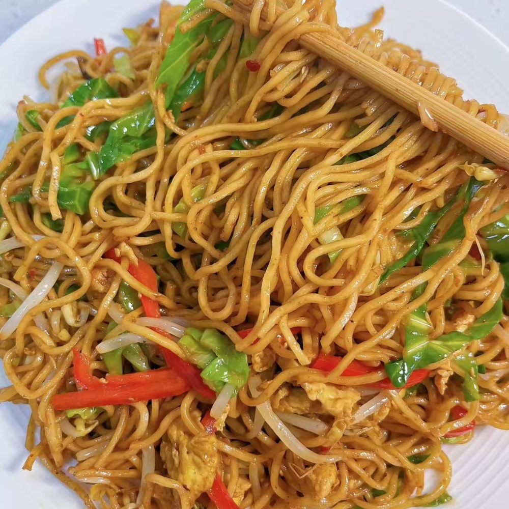 Stir-fried thin noodles with veggies and egg at Kung Fu Noodles, a Chinese Noodle Restaurant in Chilton