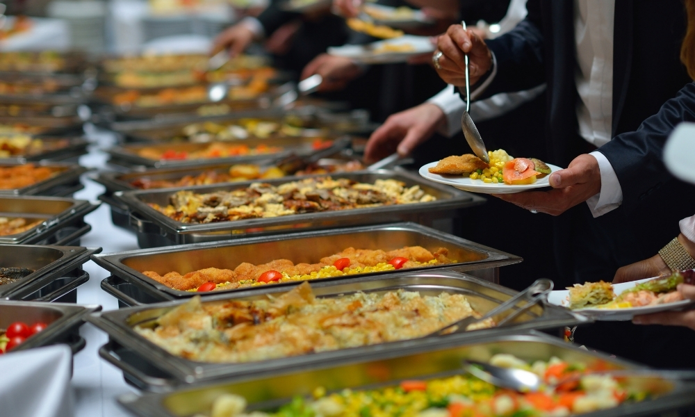 Guests serving themselves food at a buffet at CHINA BUFFET, a Buffet Restaurant in Jacksonville