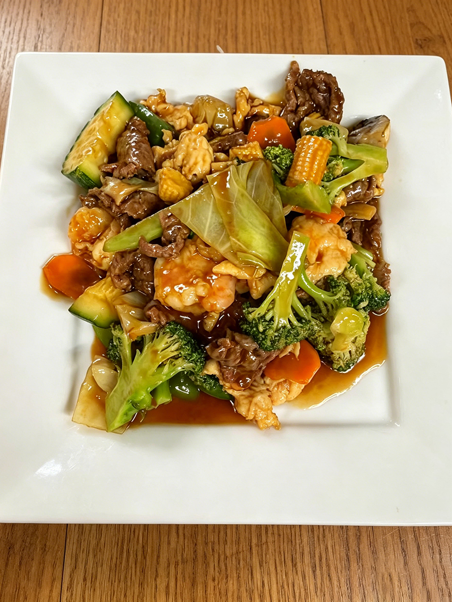 House special triple meat and seafood stir fry at China Cottage, a Chinese Restaurant in Madison