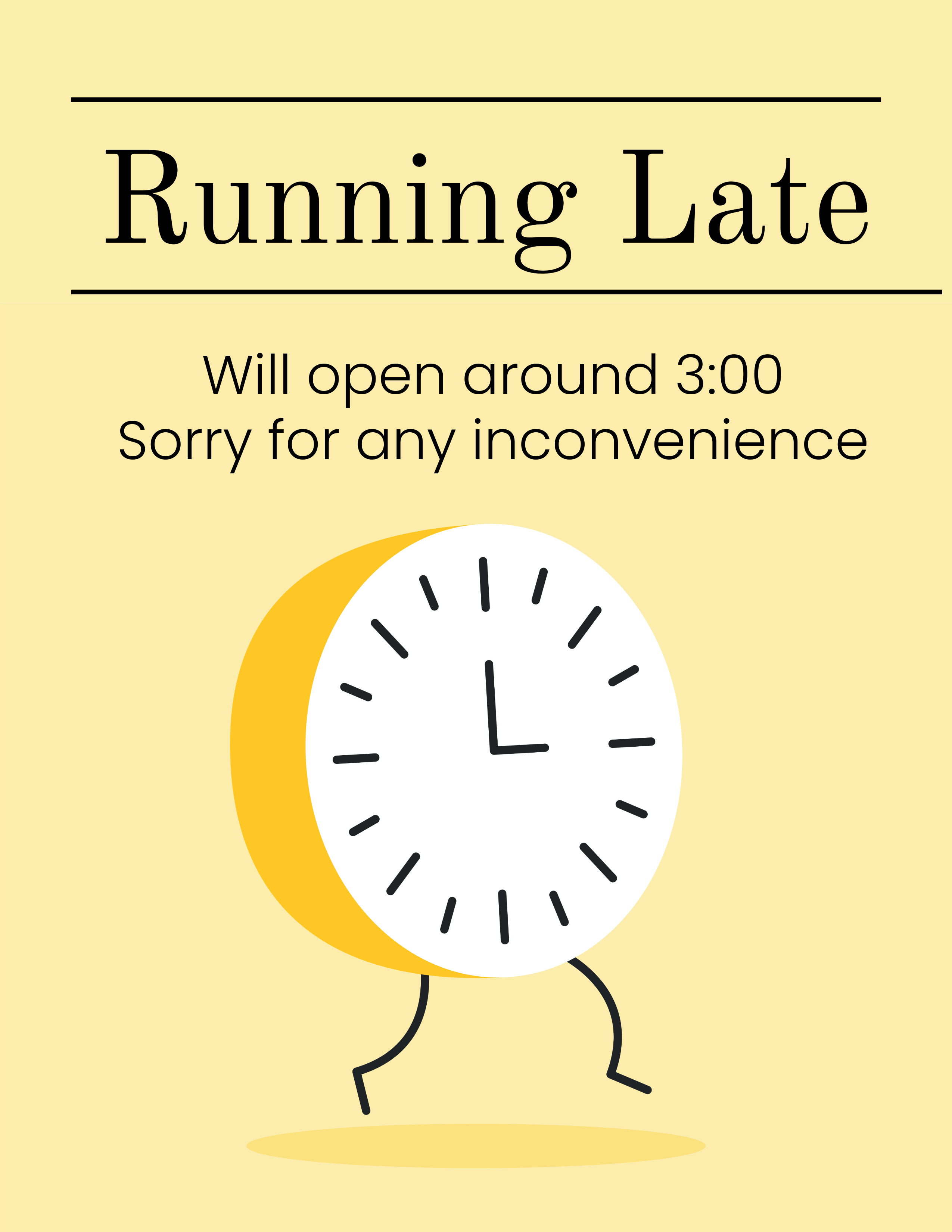 We will open around 3:00 pm.
Sorry for any inconvenience