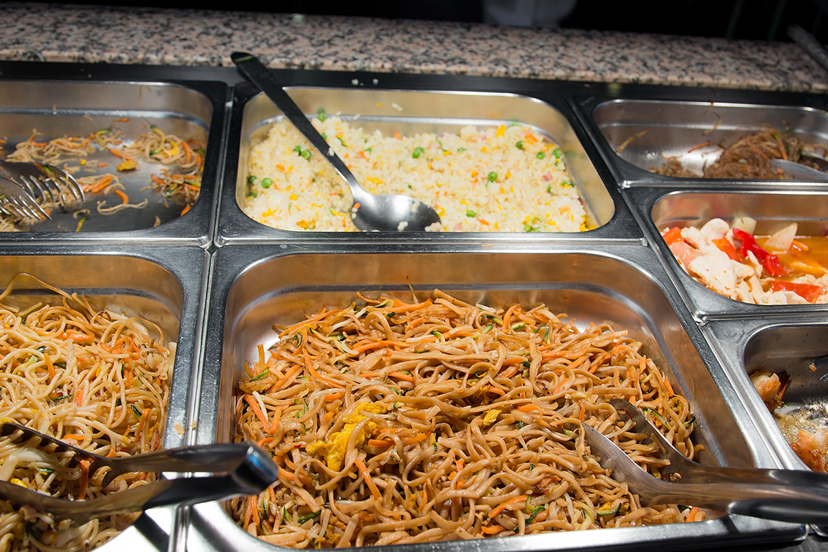 Various Fried Noodles at China King Buffet，a Chinese Restaurant in Morgan City