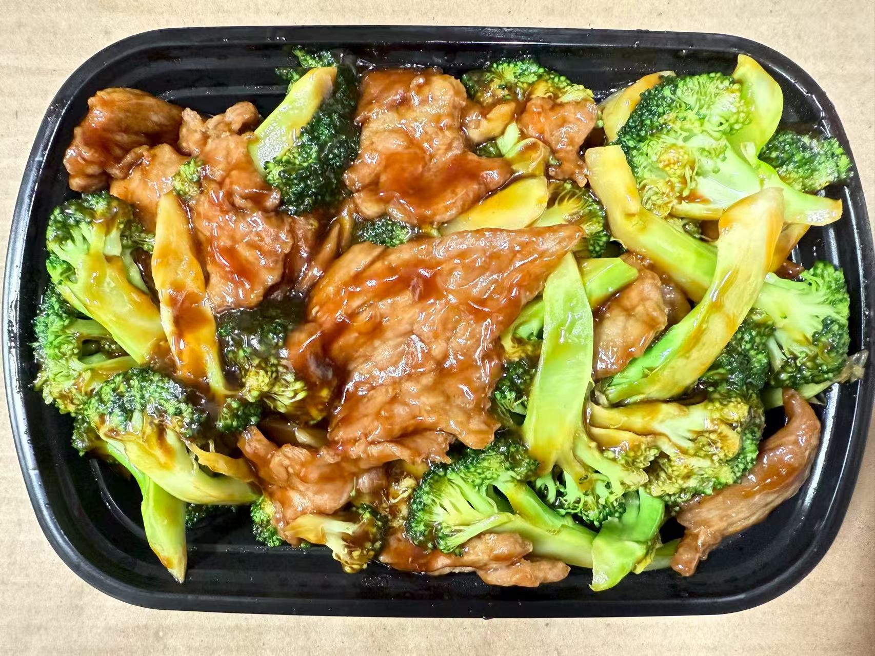 Tender beef with fresh broccoli in sauce at China one,a Chinese Restaurant in Whitsett