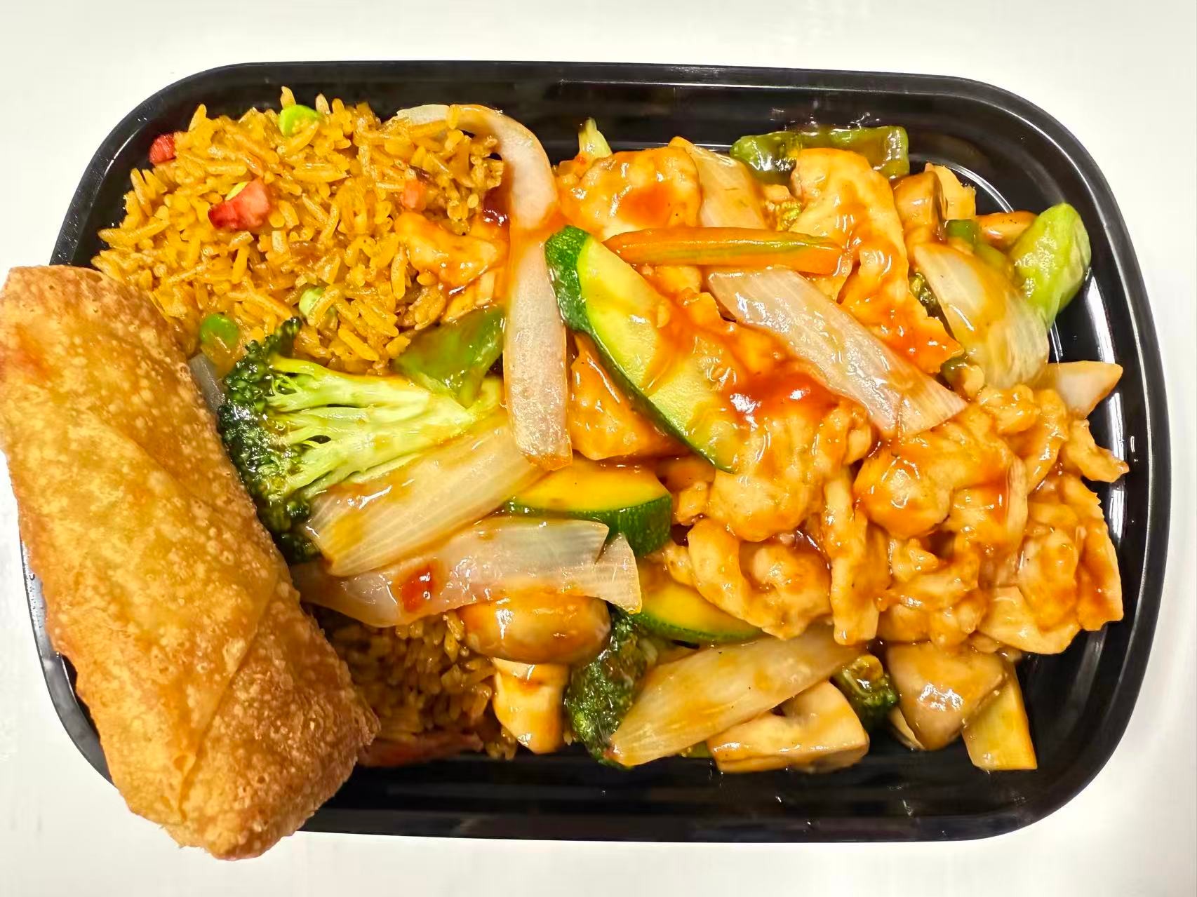 Chicken with veggies in Szechuan sauce at China one,a Chinese Restaurant in Whitsett