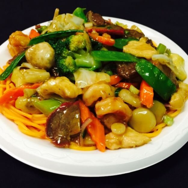 Lo mein with chicken, beef, and mixed veggies at China One, a Chinese Restaurant in Upland