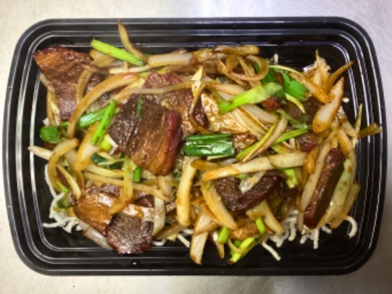 Pork stir-fried with onions at China Panda, an Chinese Restaurant in Dallas